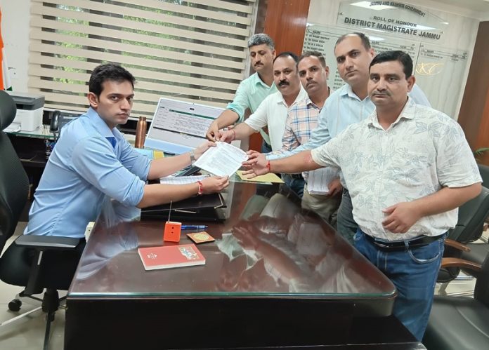 Delegation of ABRSM meets DC Jammu, Rakesh Minhas on Monday.