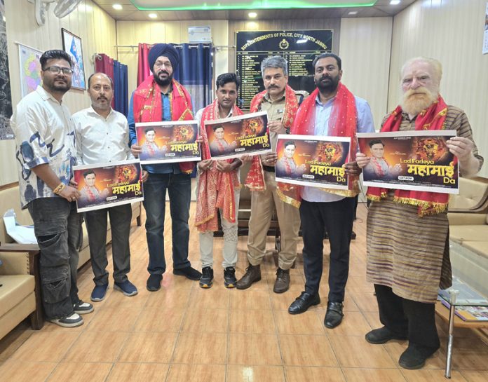 Dignitaries releasing a devotional song in Jammu on Monday.
