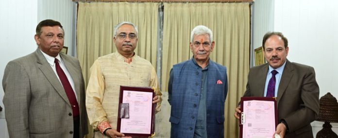 LG witnessing exchange of MoU between IUST and CSIR NEIST on Sunday. LG witnessing exchange of MoU between IUST and CSIR NEIST on Sunday.