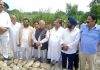 JKPCC president Tariq Hameed Karra and other senior party leaders assessing damage caused by recent rains in Pargwal area of Jammu.