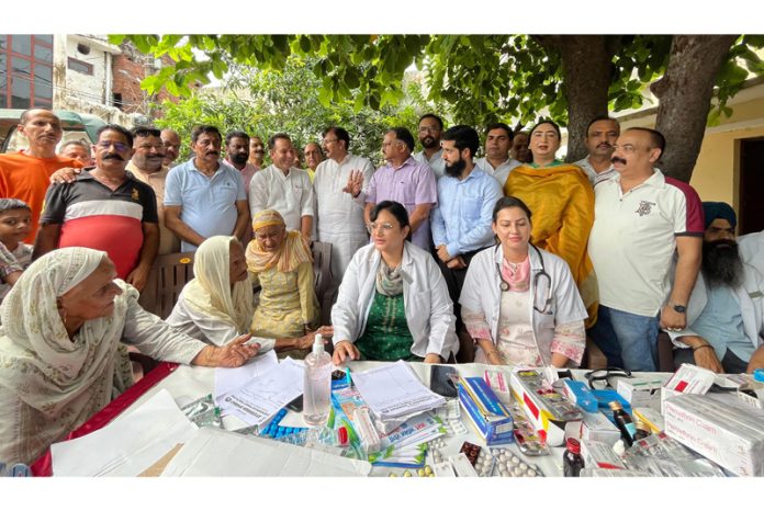 LoP, Sunil Sharma and MLA Jammu West, Arvind Gupta inaugurating a medical camp at Trilokpur Jammu on Monday. LoP, Sunil Sharma and MLA Jammu West, Arvind Gupta inaugurating a medical camp at Trilokpur Jammu on Monday.
