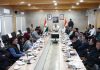 LG Kavinder Gupta chairing a meeting in Leh on Wednesday.