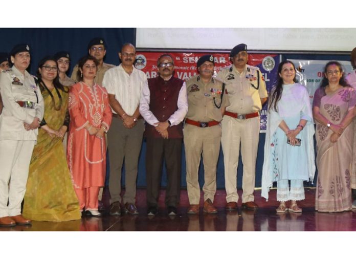 DIG JSK Range, Shiv Kumar Sharma and other dignitaries during an event at RPHQ Jammu on Monday. DIG JSK Range, Shiv Kumar Sharma and other dignitaries during an event at RPHQ Jammu on Monday.