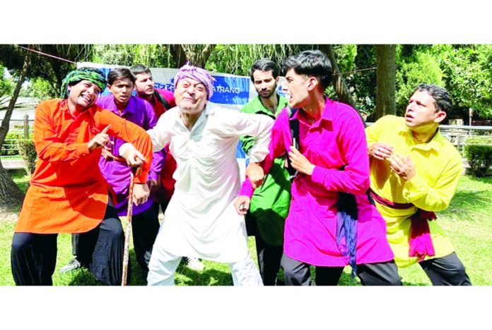 A scene from the play ‘Naya Daur’ staged in Jammu on Sunday.