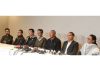 LAB leaders addressing a press conference in Leh on Friday.