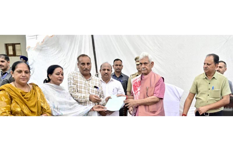LG Manoj Sinha during a function at Keso Manhasan in Samba on Tuesday.