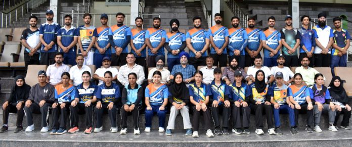 J&K Senior Softball teams posing for group photograph.