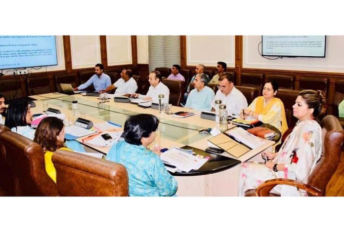 Commissioner Secretary YSS Yasha Mudgal during a review meeting at Jammu on Thursday.