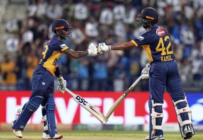 Sri Lanka batsmen celebrating after defeating Bangladesh on Saturday.