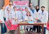 Students and teachers of Jammu College of Physiotherapy celebrating World Physiotherapy Day at College premises on Monday.