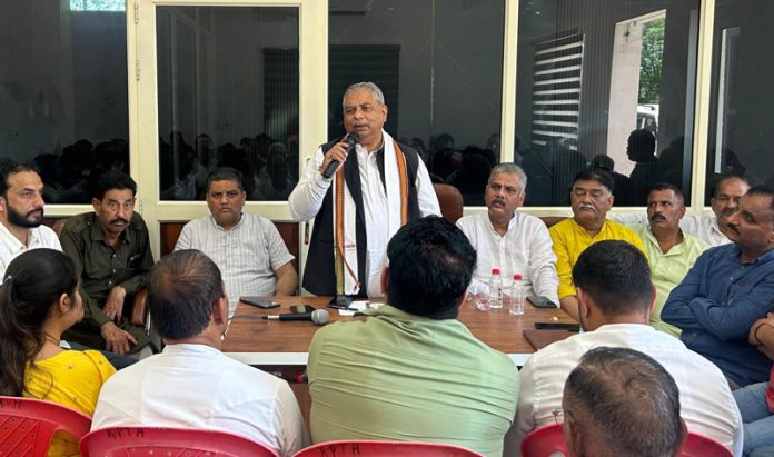 BJP president, Sat Sharma talking to flood hit people at Marh on Friday. BJP president, Sat Sharma talking to flood hit people at Marh on Friday.