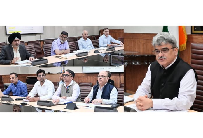 CS Atal Dulloo chairing a meeting in Srinagar on Friday.