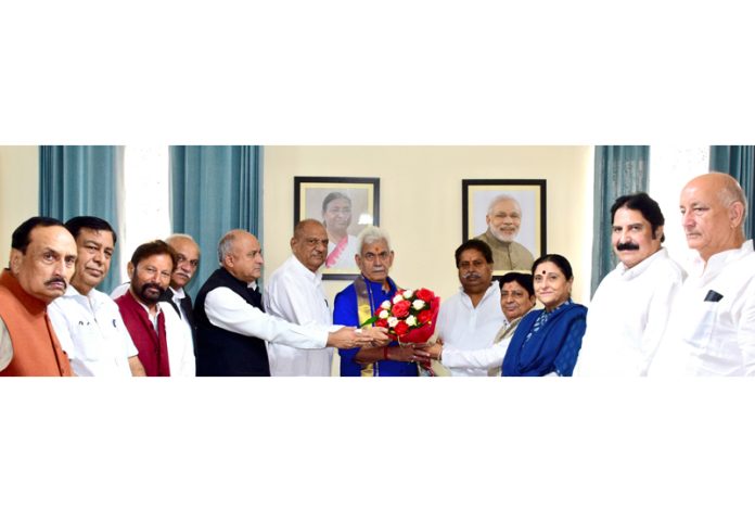 JKPCC delegation meeting with Lt Governor Manoj Sinha in Jammu.
