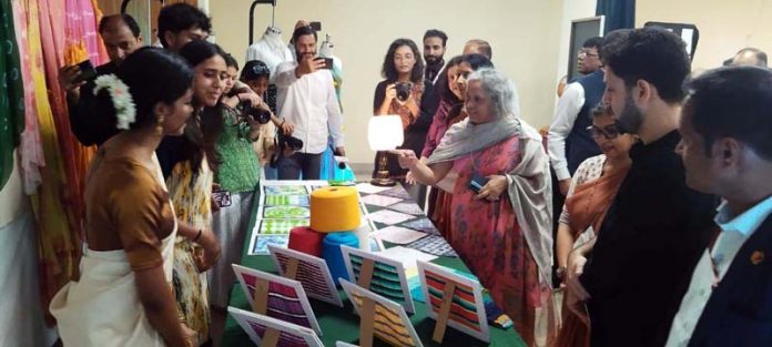 Union Textiles Secretary inspecting a stall at Srinagar on Tuesday. Union Textiles Secretary inspecting a stall at Srinagar on Tuesday.