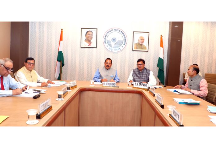 Union Minister Dr Jitendra Singh chairing the 327th meeting of National Executive Council of Indian Institute of Public Administration (IIPA) at New Delhi on Monday.
