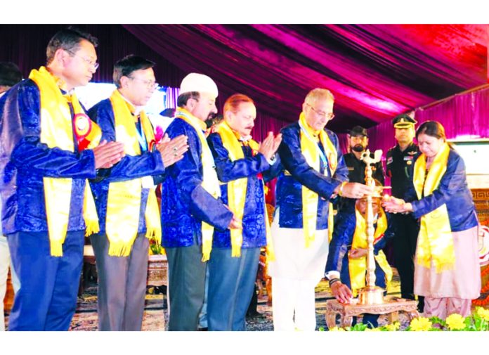 LG Kavinder Gupta lighting ceremonial lamp durnig convocation ceremony of Ladakh University. LG Kavinder Gupta lighting ceremonial lamp durnig convocation ceremony of Ladakh University.