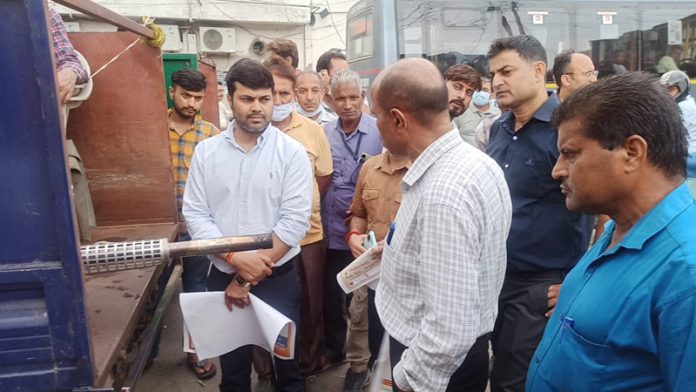 JMC Commissioner, Dr. Devansh Yadav reviews ongoing thermal fogging and spraying in Jammu on Saturday.