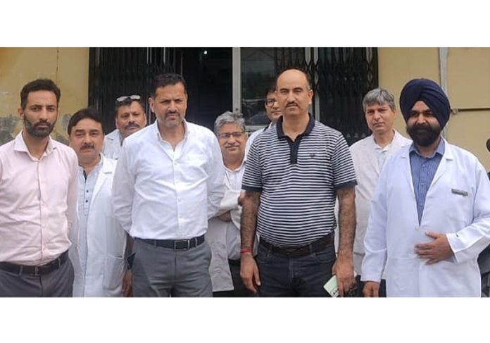 DHS Jammu Dr Abdul Hamid Zargar during a visit to SDH Jagti in Nagrota.