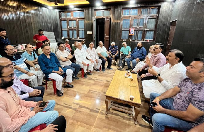 MLA Jammu West, Arvind Gupta addressing a meeting of residents at Anand Nagar Bohri on Thursday MLA Jammu West, Arvind Gupta addressing a meeting of residents at Anand Nagar Bohri on Thursday