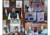 Union Minister Dr. Jitendra Singh holding a meeting via video conference with all the Deputy Commissioners of Udhampur Parliamentary constituency to review preparations for “Seva Saptah” and “Sansad Khel Mahotsav” on Saturday.