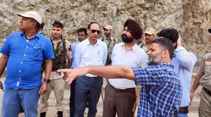 DC Doda Harvinder Singh assessing condition of road connectivity of Kandhote-Thathri stretch.