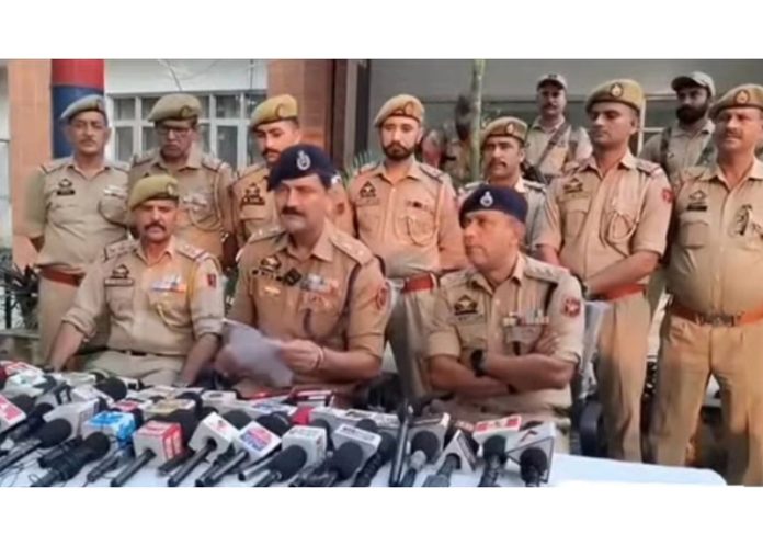 SP Jammu South, Ajay Sharma, addressing media persons in Jammu on Saturday.