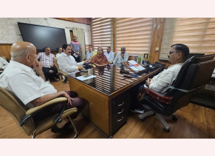 Cong delegation during meeting with Jal Shakti Minister Javed Rana in Jammu.