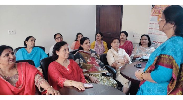 BJP general secretary and in charge Headquarter, Sanjita Dogra addressing party activists at Jammu on Tuesday. BJP general secretary and in charge Headquarter, Sanjita Dogra addressing party activists at Jammu on Tuesday.