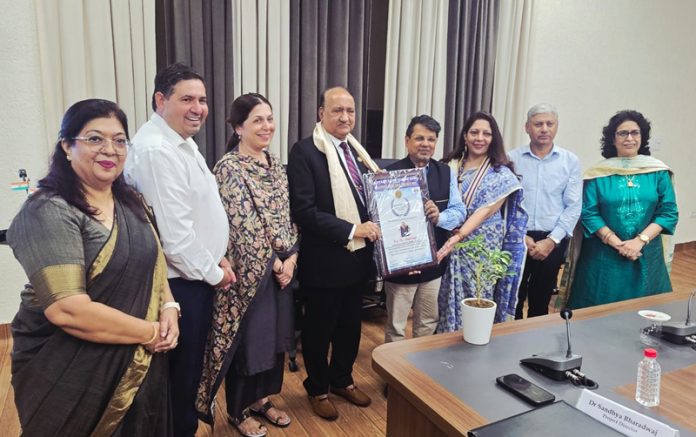 Dr Shakti Kumar Gupta, Executive Director, AIIMS Vijaypur, being honoured during a function at Jammu.