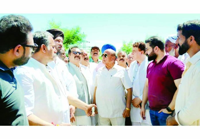 Senior NC leader R L Gupta during visit to landslide hit Bali area of Udhampur. Senior NC leader R L Gupta during visit to landslide hit Bali area of Udhampur.