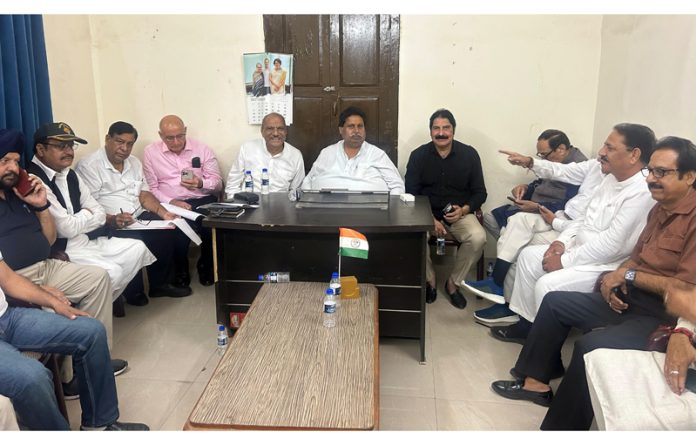 Senior Cong leaders during a meeting in Jammu.