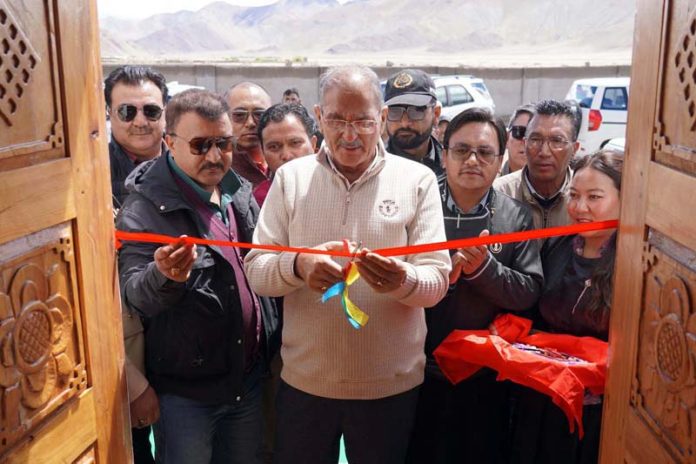 LG Ladakh Kavinder Gupta inaugurates Tehsildar office and record room in Nyoma on Friday.