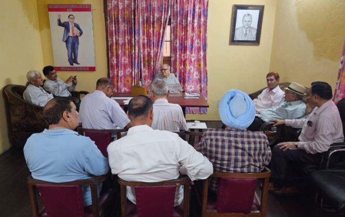 B R Kundal, president BDSA chairing a meeting in Jammu.