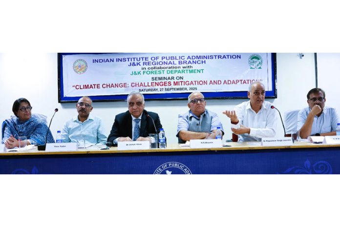 Senior IIPA members during seminar on climate change on Sunday.