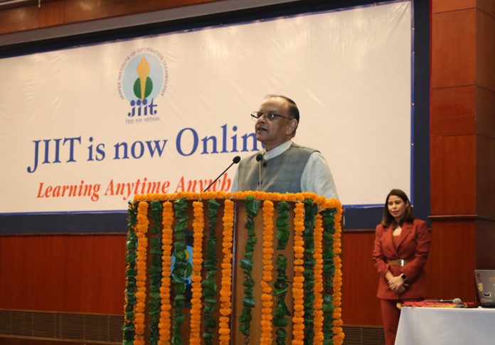 A speaker addressing during an event organized by JIIT on Monday. A speaker addressing during an event organized by JIIT on Monday.