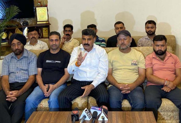 Senior political leader, Pawan Khajuria talking to reporters at Udhampur on Wednesday. Senior political leader, Pawan Khajuria talking to reporters at Udhampur on Wednesday.