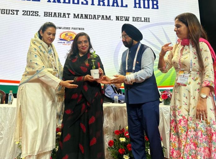 Ritu Singh, scion of Royal Dogra dynasty of J&K, getting felicitated at an event in New Delhi.