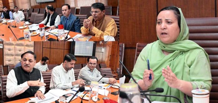 Minister Sakeena Itoo chairing a meeting on Thursday.