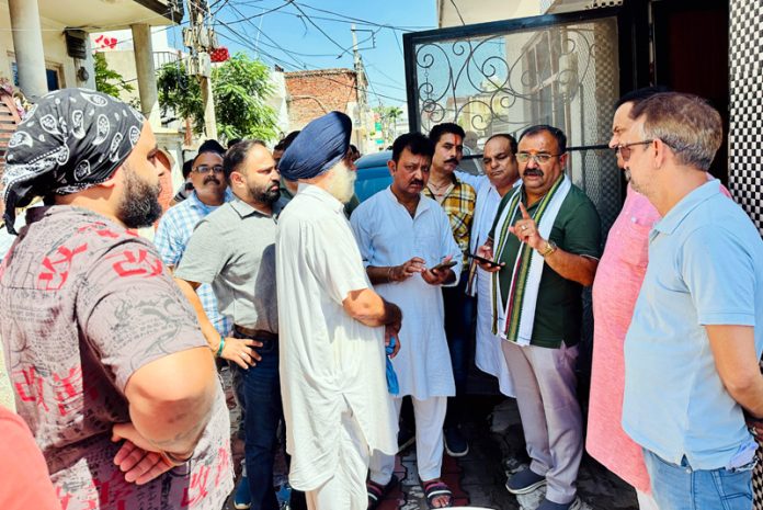 MLA Bahu, Ch Vikram Randhawa during visit to Nanak Nagar area on Friday. MLA Bahu, Ch Vikram Randhawa during visit to Nanak Nagar area on Friday.