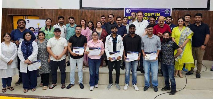 Winners of Divisional Round of National Neonatology Quiz with organizers at SMGS Hospital Jammu.