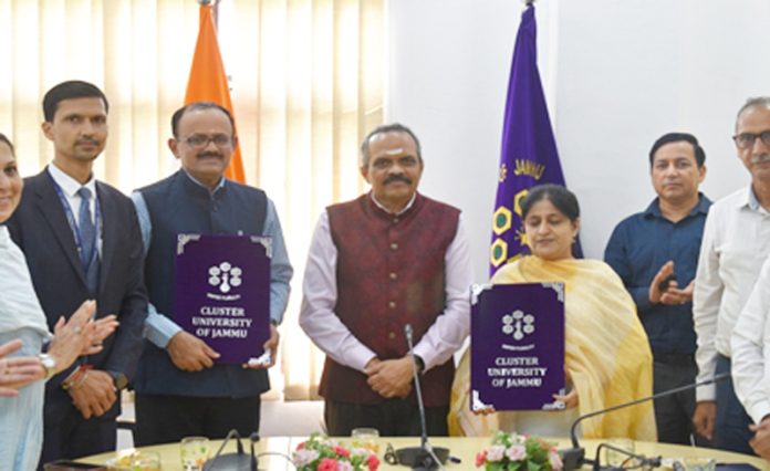 Cluster University of Jammu VC and others after signing of MoU with ICT Academy Tamil Nadu.