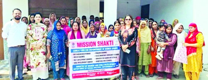 Mission Shakti team during an outreach camp in rural area of Jammu. Mission Shakti team during an outreach camp in rural area of Jammu.