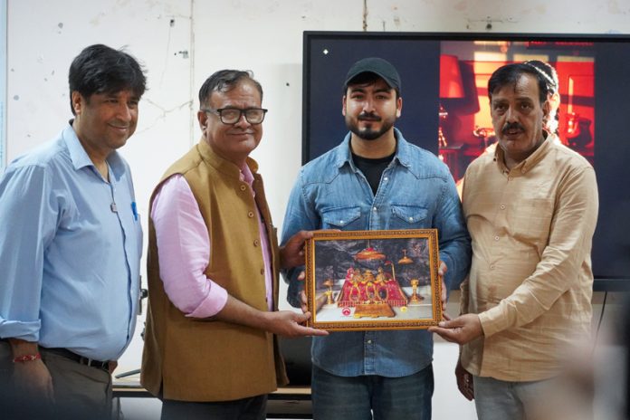 Prof (Dr) Pragati Kumar, Vice-Chancellor SMVDU felicitating Arjun Singh during a workshop on Tuesday.