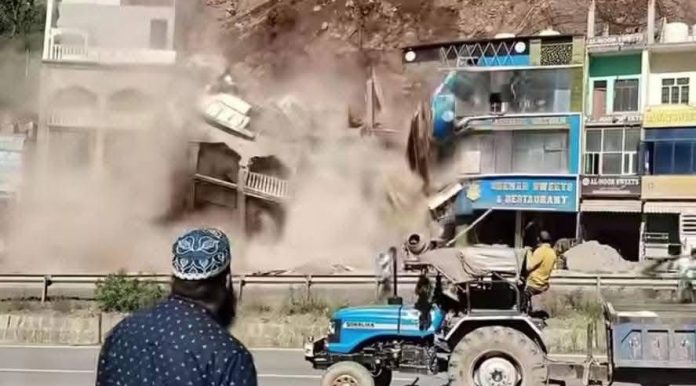 Landslide Damages Several Commercial Structures In J&K’s Udhampur