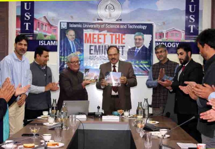 Prof M Aslam, former VC of IGNOU, during an event at IUST in Awantipora.