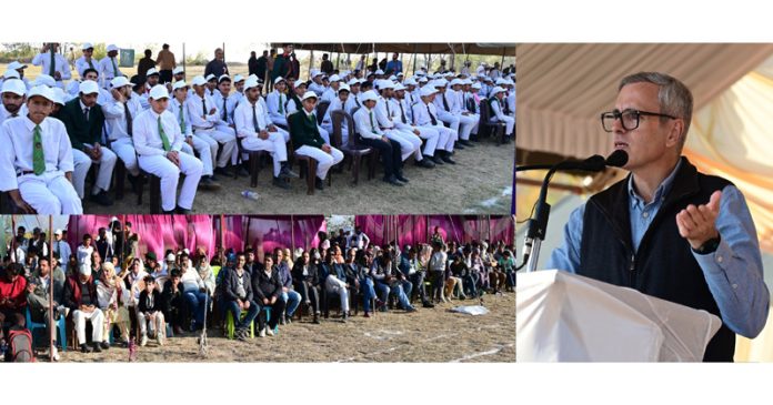 CM Omar Abdullah addressing Annual Day function of Sainik School Manasbal.