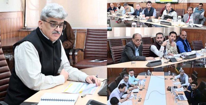 Chief Secretary chairing a meeting at Srinagar on Sunday.