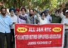 VRS given JKRTC employees staging protest for arrears in Jammu on Monday. -Excelsior/Rakesh