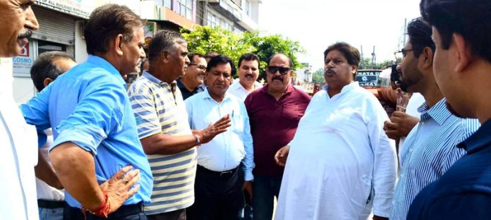 JKPCC working president, Raman Bhalla interacting with people in Greater Kailash area of Jammu on Wednesday. JKPCC working president, Raman Bhalla interacting with people in Greater Kailash area of Jammu on Wednesday.