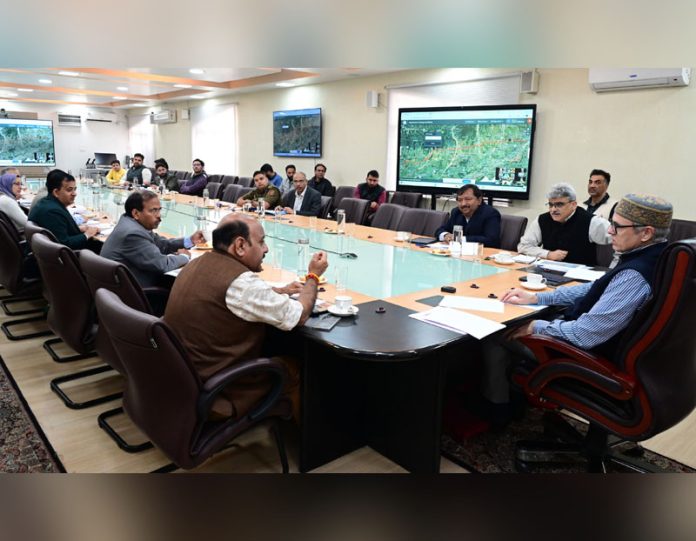 CM Omar Abdullah chairing a meeting on Wednesday.